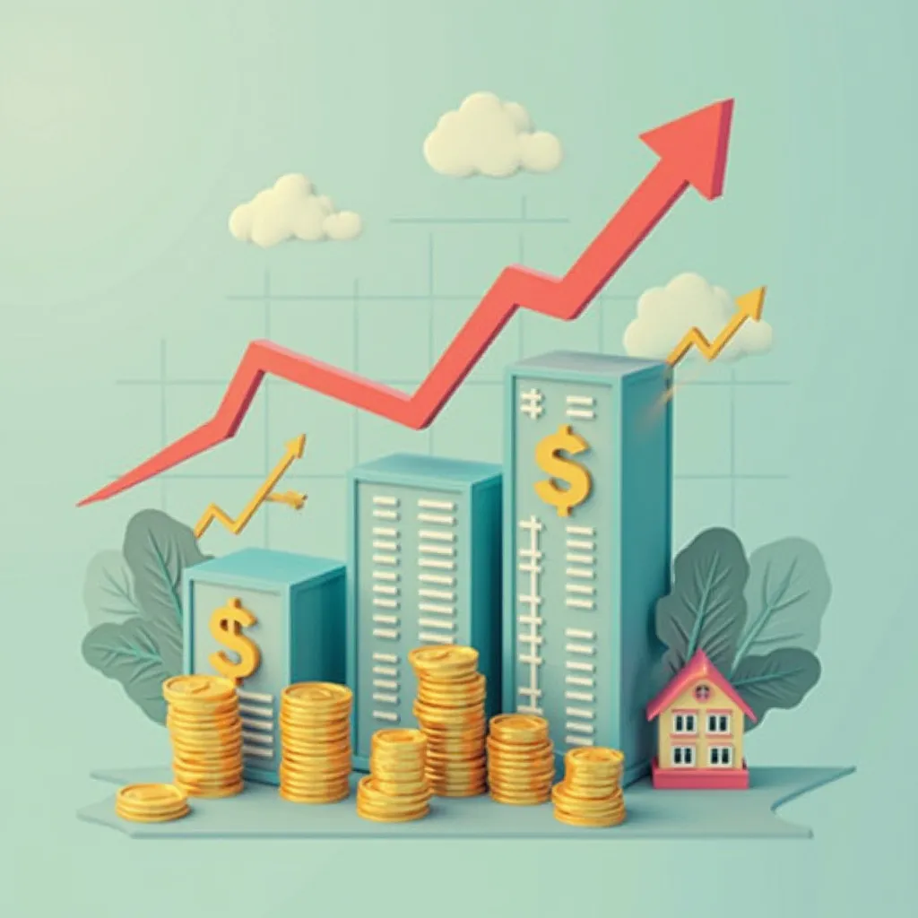 Imagen de símbolos de inversión y crecimiento económico.